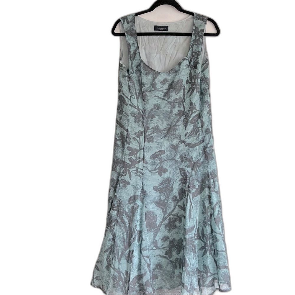 Piazza Sempione Silk Cotton Sleeveless Turquoise Blue Shift Dress Size IT 46